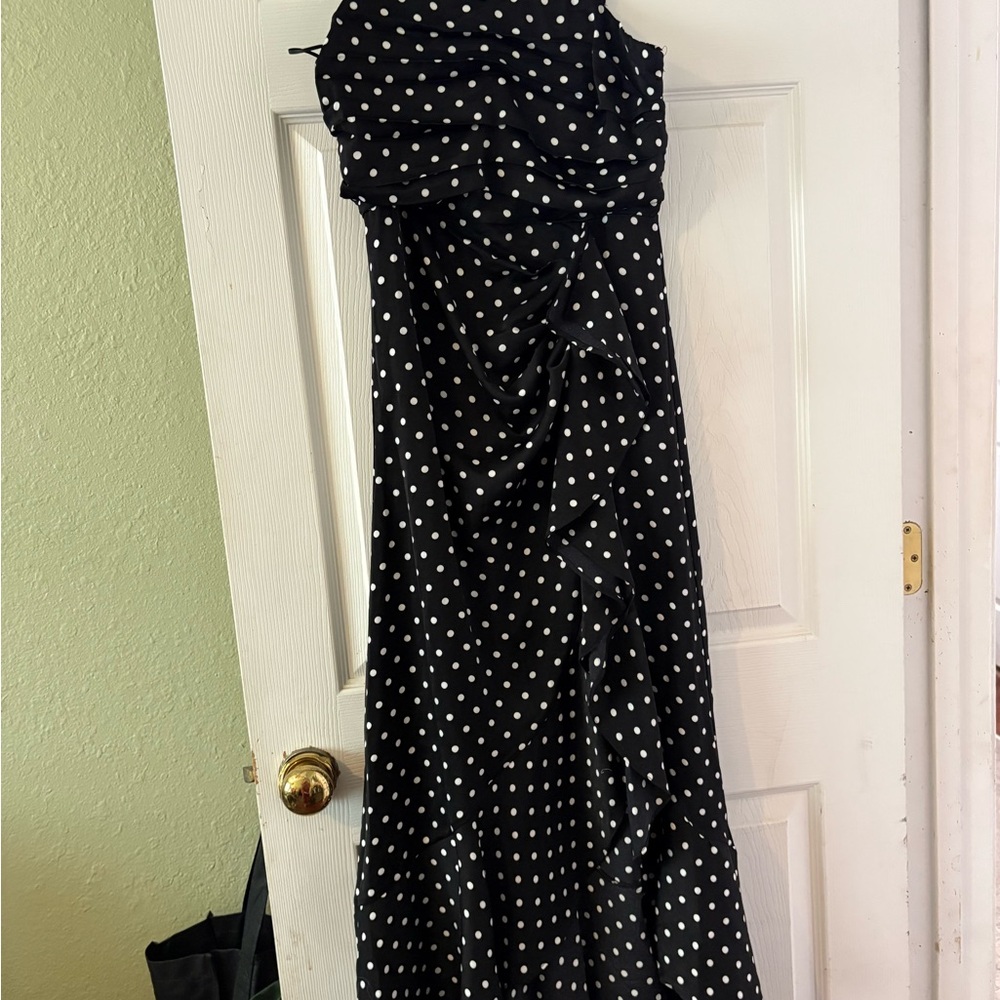 Black & White Polka Dot Ruffle Maxi Dress